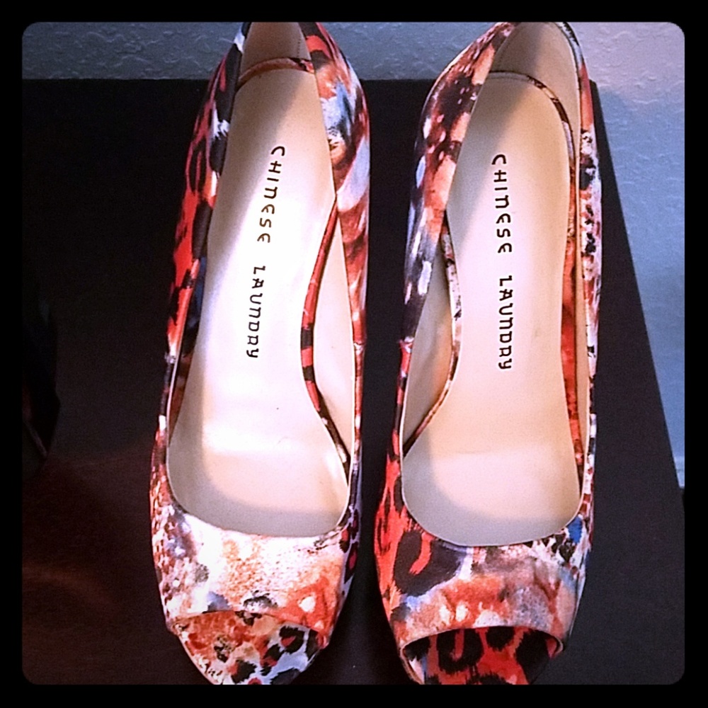 Chinese Laundry multi color peep toe heels